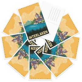 gaeaverse Interlaken Switzerland Landscape Postcards Vintage Postcards 9pc/Set World Cities Greeting Cards for Business World Travel Landscape Postcard