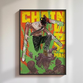 Chainsaw Man Manga Cover Anime Poster, Tatsuki Fujimoto Chainsaw Man Denji Anime Posters - Size: 24x36" (36x24")