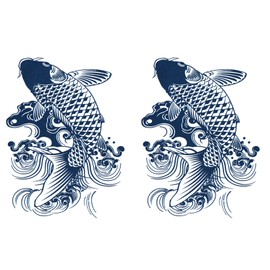 Jagua Tattoo Tattoo Stickers, 2 Weeks Disappearing Henna Tattoo Real Carp Set of 2 (gz124-2)
