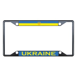 Sign Destination Metal Insert License Plate Frame Ukraine Seal Flag Country Weatherproof Car Accessories Black 4 Holes Solid Insert 1 Frame