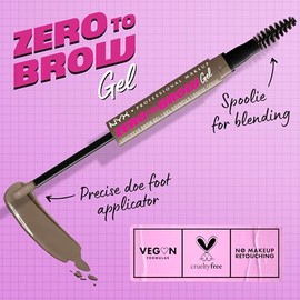NYX Professional Makeup, Zero To Brow, Gel de Cejas con Color, Tono Ash Brown