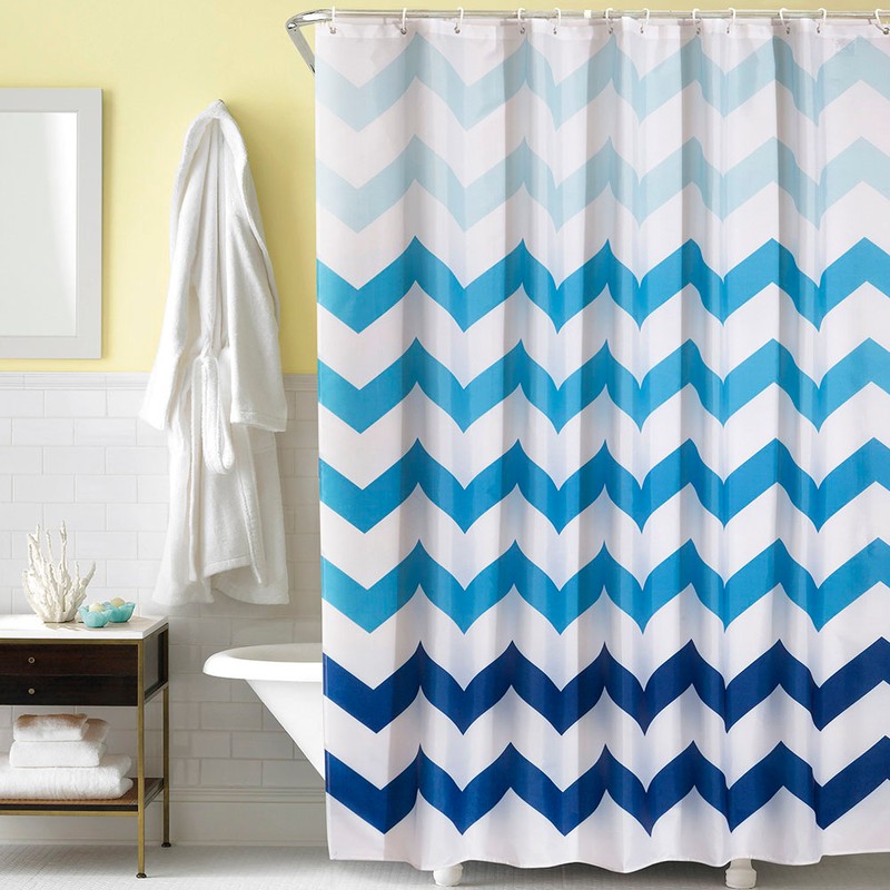 Polyester Floral Wave Shower Bath Curtain Thicken Waterproof Bathroom Curtain