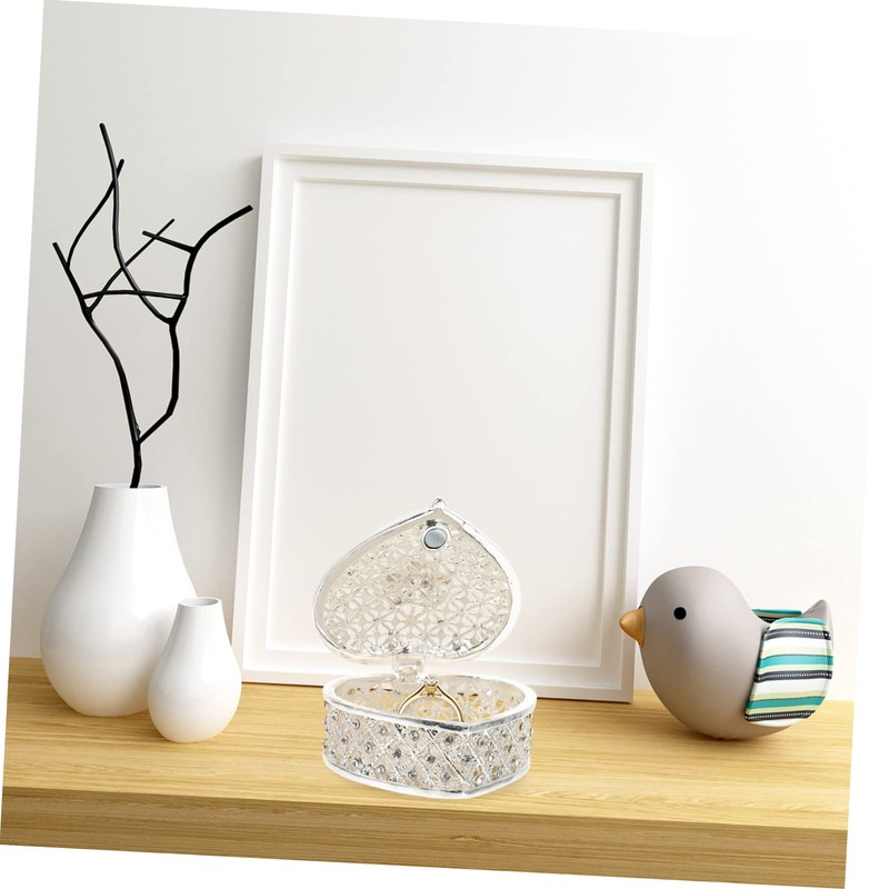 SHOWERORO Beautiful Silver Jewelry Box Decorative Earring Case Heart-shaped Necklace