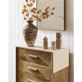 ZeeMart Linen Textured Border Table Runner, 14 x 36 Inch Cream, Farmhouse Style Cream Table Runners 36 Inches Long, Easy Care Everyday Polyester Table Runner