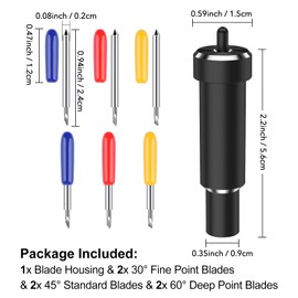 Briartw 30/45/60°Metal Cut Blades & Housing Kit for Maker/Maker 3/ Explore Air 2/ Explore 3 Machines-Replaceable Deep-Point Blade & Fine-Point Blade DIY Craft-1 Housing + 6 Blades (2x30°+2x45°+2x60°)