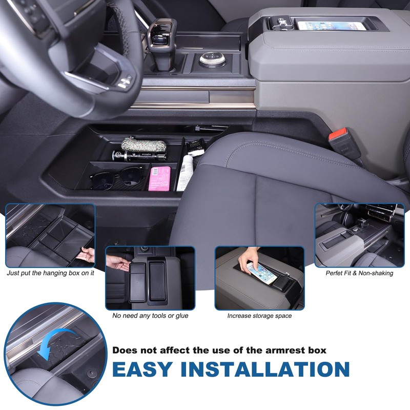 for Hummer EV Accessories Lower Console Organizer Armrest Tray Set