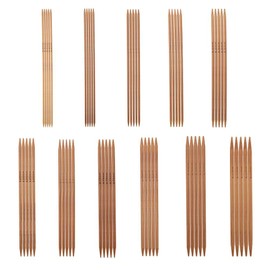 55pcs Knitting Needles Set Carbonized Bamboo Double Pointed Needles Set in 11 Sizes (5.1in/13cm)