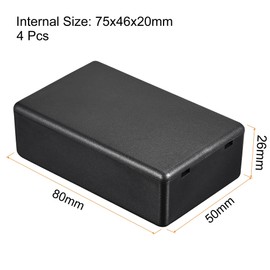 TOP-VIGOR 4pcs 80x50x26mm Mini Dustproof Electrical Junction Box, ABS Plastic Project Boxes for DIY Electronics Projects, Indoor Power Module Case, Instrument Case Box, Black