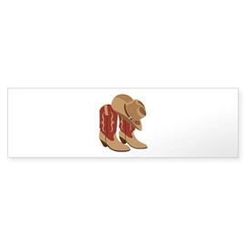 CafePress Cowboy Hat Boots 10"x3" Rectangle Vinyl Bumper Sticker Car Decal