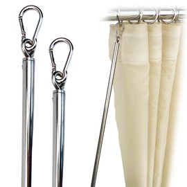 OooWow 36 inch (2 Pack) Stainless Steel Iron Curtain Pull Wand - Drapery Pull Rod - Versatile Curtain Wand - Strong Curtain Pull Rod - Metal Drapery Wand (36in SS 2Pk)