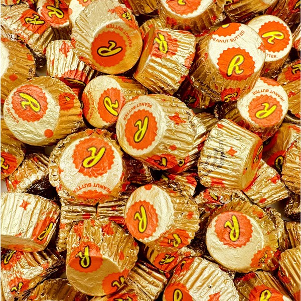 REESEScups Miniatures Milk Chocolate Peanut Butter Candy, Gold Orange Wrap, 2-Pound Bag