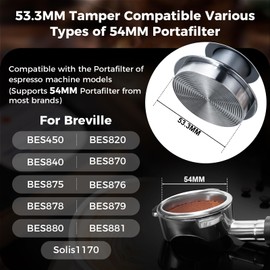 IKAPE 53MM Espresso Tamper Kit Silver 8 IN 1, Coffee Tamper Set comprising a Tamper, Distributor, Magnetic Dosing Funnel, Puck Screen, Station, WDT Tool, along with a Cleaning Towel and Brush