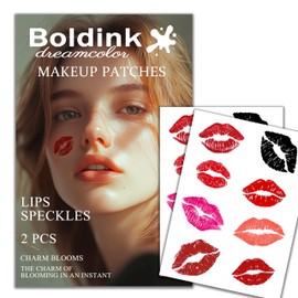 Boldink 2pcs Makeup Stickers,Waterproof Face Lips Temporary Tattoo Stickers,Masquerade Sticker,Wedding Face Makeup Sticker for Women.