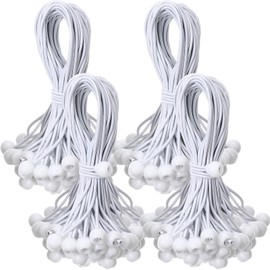 Wowangce 9 Inch 100 Pcs Ball Bungee Cords, White