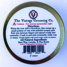 Mustache Wax Olde Country Medium Hold 1 oz Tin by Vintage Grooming For Mens Moustaches