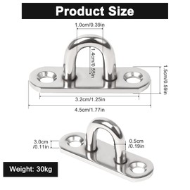 Funtery Pack of 20 Stainless Steel Eye Plates, M5 304 Stainless Steel Cover Plate, Eye Plate with Eyelet, Mounting Hooks, Stainless Steel Eyelets, Cover Plate, Eye Plates for Hanging, Eyelet Plate,