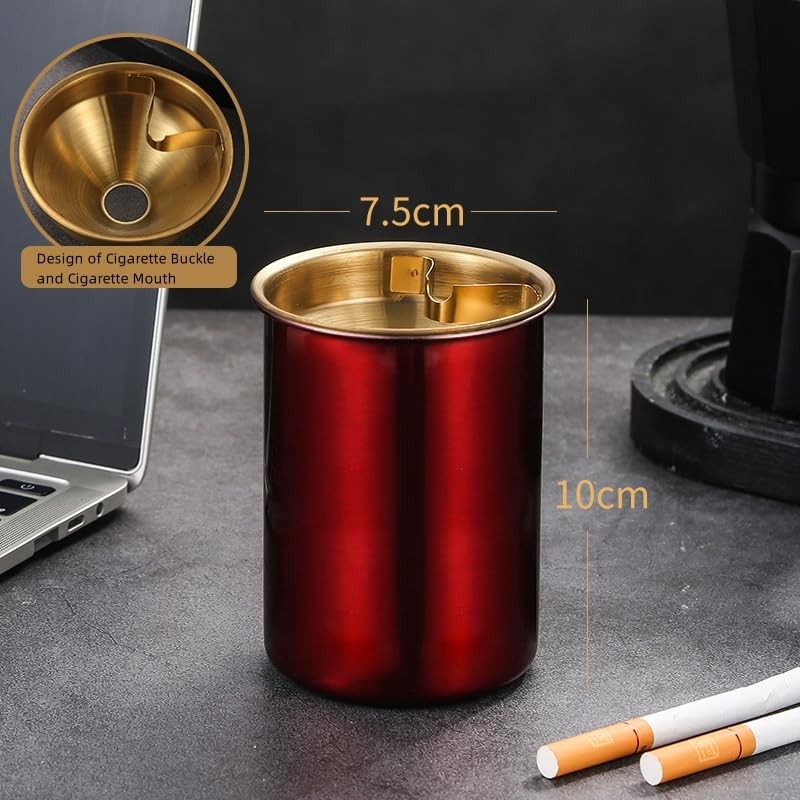 Set of 2 Ashtrays Made of Stainless Steel, Windproof Table