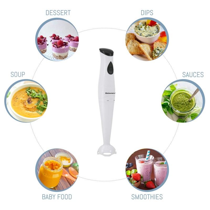 Elite Gourmet EHB-2425X Electric Immersion Hand Blender Stick, Mixer, Chopper,