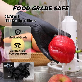 FINITEX FINITEX Nitrile Disposable Latex-Free Gloves Black - 3.5mil 100PCS Powder-Free Cleaning Medical Exam Food Glove (Medium)