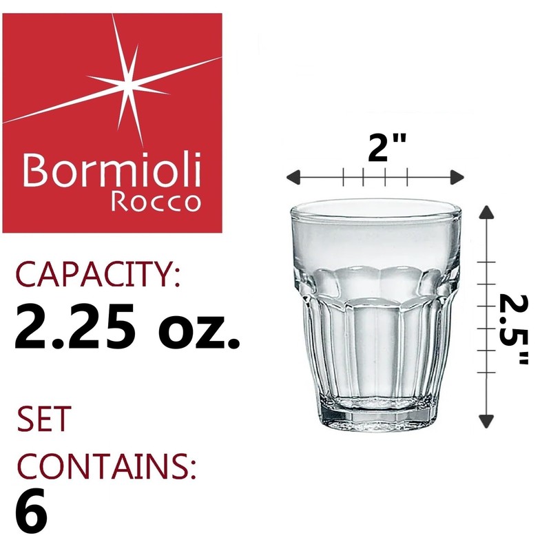 Bormioli Rocco Rock Bar 2.25 oz. Shot Stackable Tempered Beverage