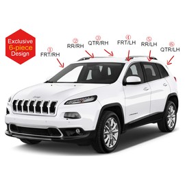AUTOCLOVER Tape-On Rain Guards Window Visors 6 Pcs Set for Jeep Cherokee 2014 2015 2016 2017 2018 2019 2020 2021 2022 2023 2024 / Window Deflectors, Out-Channel Vent Shades (Chrome)