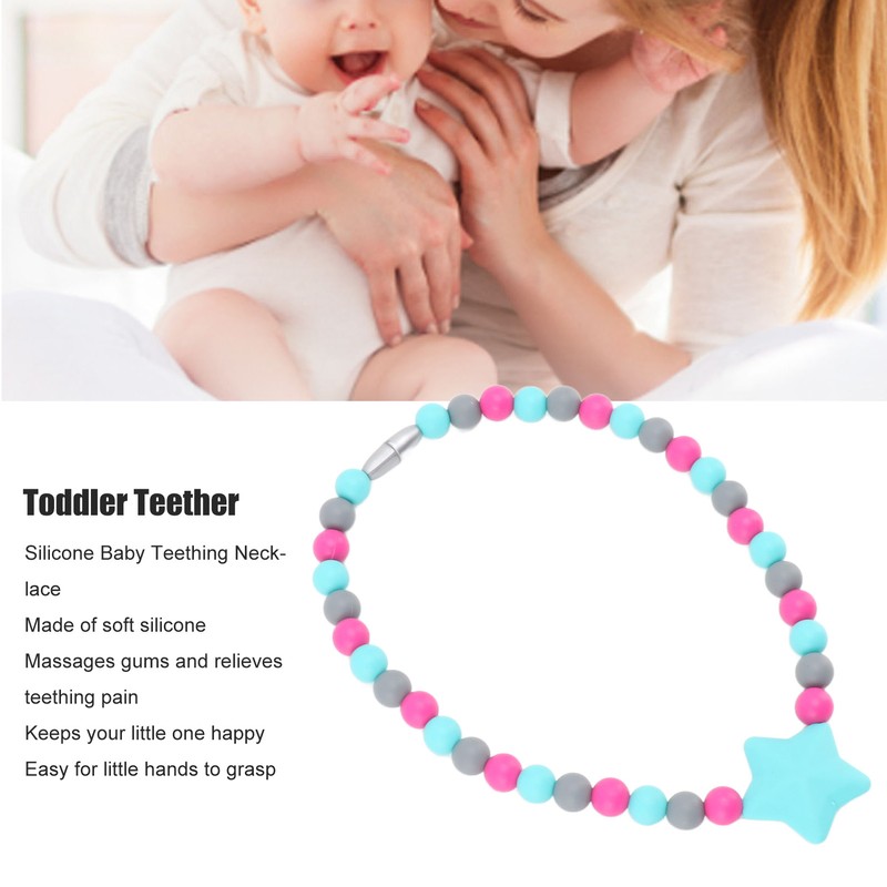 Silicone Baby Teething Necklace Soft Flexible Safe Infant Toddler Teether