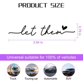 Zpana Car Rearview Mirror Sticker, 3PCS Let Them Vehicle Rear View Window Decal with Heart, Positive Self Affirmation Mindfulness Automotive Bumper Protector Accessories, Universal Fit (Black)