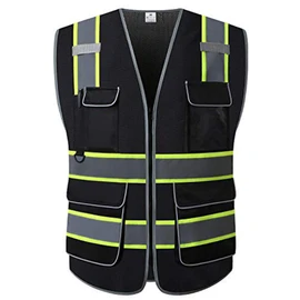 UNINOVA High Visibility Safety Vest - Multi Pockets Reflective Mesh Breathable Workwear, ANSI/ISEA Standards (4X-5X, Black Mesh-02)