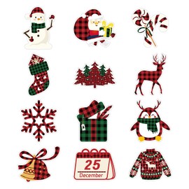 12pcs Christmas Refrigerator Magnets, 12 Designs Christmas Magnets for Fridge Cute Snowman Gift Box Santa Claus Holiday Magnets Decorative Magnetic Winter Fridge Sticker for Xmas Party Decor