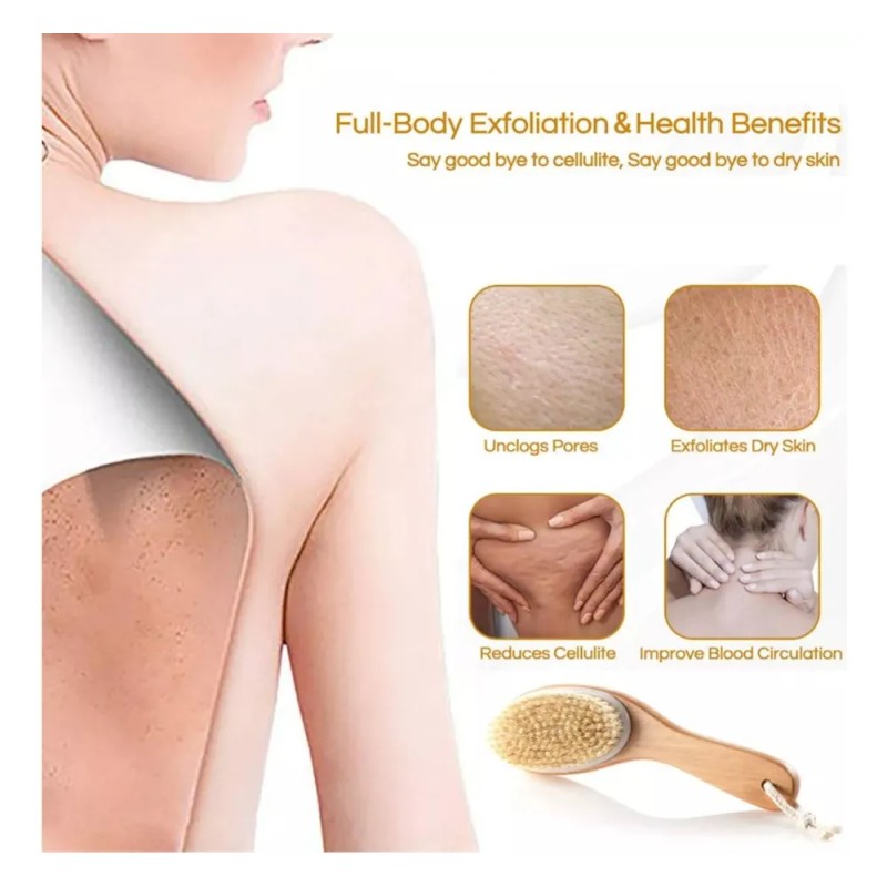 Cepillo Corporal Madera Bambú Natural Curveado Ecológico F