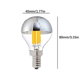 Lxcom Lighting Half Chrome Light Bulb 6W Dimmable E12 G45 G14 Edison LED Bulb Silver Tipped Mirror Globe Vintage Filament Bulbs 60W Equal Warm White 2700K Half Silver Reflected Light, AC110V(4 Pack)