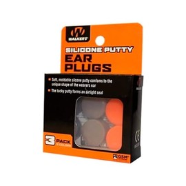 Walker's Silicone Putty - Soft Moldable Tacky Adaptable 20dB NRR Noise-Blocking Hearing Protection Shooting Hunting Work Earplugs, 3 Pairs, Storage Case Included - Orange/Flat Dark Earth
