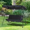 Swing Canopy Waterproof Cover Outdoor 3 Seat Chair Top Cover(Black)