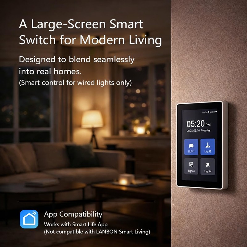 LANBON L10 Large LCD Smart Light Switch, Custom Display &
