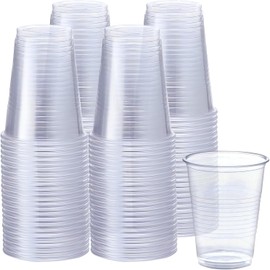 Next Level Stuff Clear Plastic Cups - 7 oz. (Pack of 100) - Disposable Plastic Drinkware, Perfect Clear Cups for Birthday Party Supplies, Weddings or Everyday Use