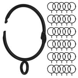 30 PCS Black Openable Curtain Rings with Eyelets, 1.25 Inch Metal Eyelet Drapery Rings for Hanging Pinch Curtain Pin Drape Hooks, Fits Up to 1.0 Inch Rod