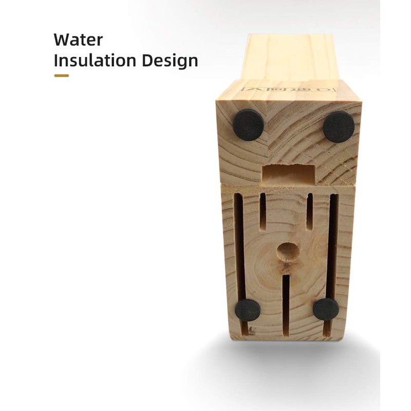 Hooshion Wooden Knife Block Countertop Knife Holder Knife Organizer with