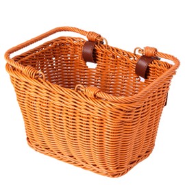 SVNR Children's Bicycle Basket, Removable Bicycle Basket for Children and Girls, Front, Children's Bicycle and Balance Bike Basket Made of Rattan, with Leather Straps, for Balance Bike, Tricycle
