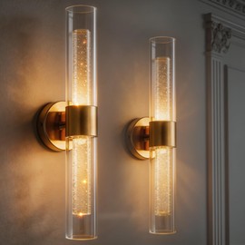 Battery Operated Crystal Wall Sconces Set of 2, Battery Sconce 10000mAh