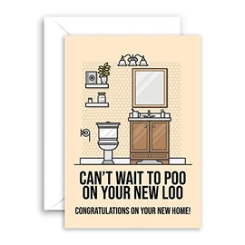 Lithobee - Moving Home Cards - Cant Wait To Poo On Your New Loo For Friends Family Mates Mums Dads Sisters And Brothers With A Funny Rude Message About The New Neighbours