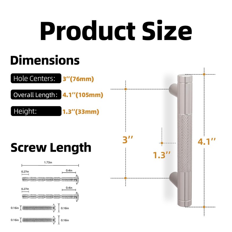 KOMOTIA 10 Pack Brushed Satin Nickel Cabinet Pulls knurled 3