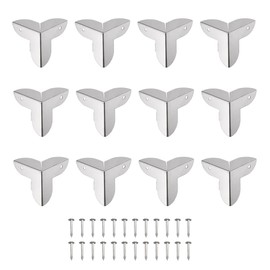 sourcing map 22x22x23mm Metal Box Corner Protectors Edge Guard Iron Silver Tone 12pcs