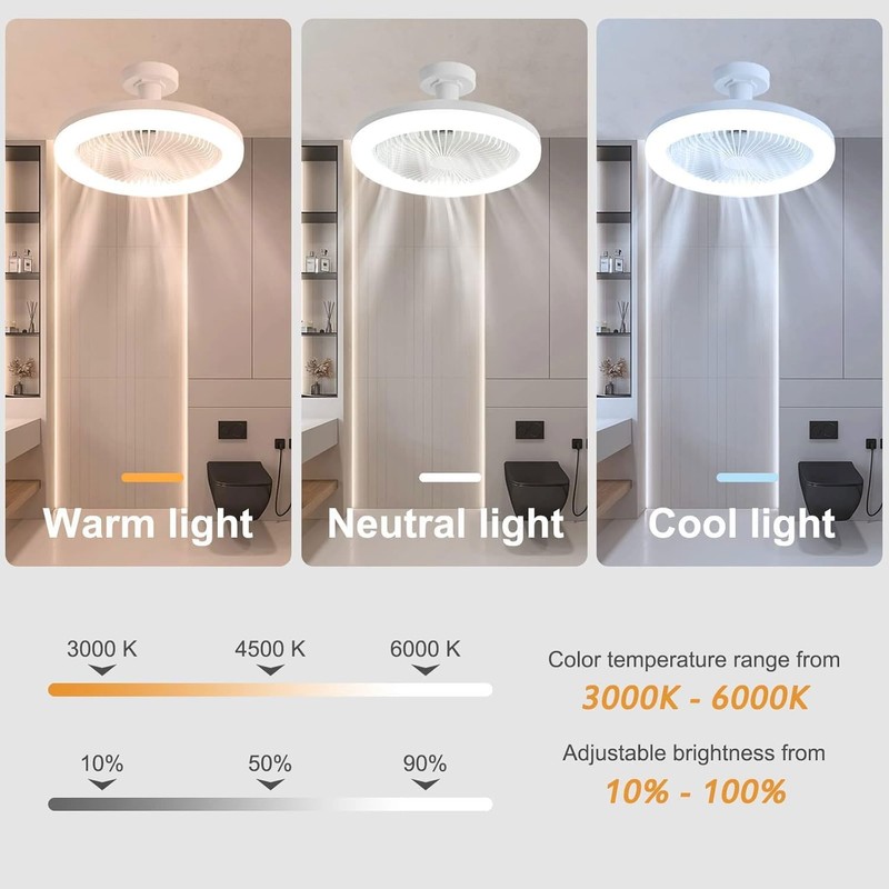Fan lamp, ceiling fan with LED light, E27, 30 W
