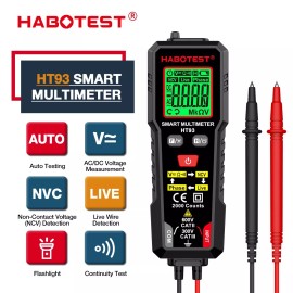 HABOTEST HT93 Digital Multimeter 600V AC/DC 2000 Counts True-RMS Autorange Porta