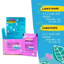 ShroomzUp Mushroom Coffee Instant (15 Pack) - Lion's Mane and Cordyceps - Superfood Coffee for Keto, Vegan, Paleo - Arabica and Robusta Instant Coffee Packets Ground Powder for Brain Focus, Productivity, Concentration & Wellness