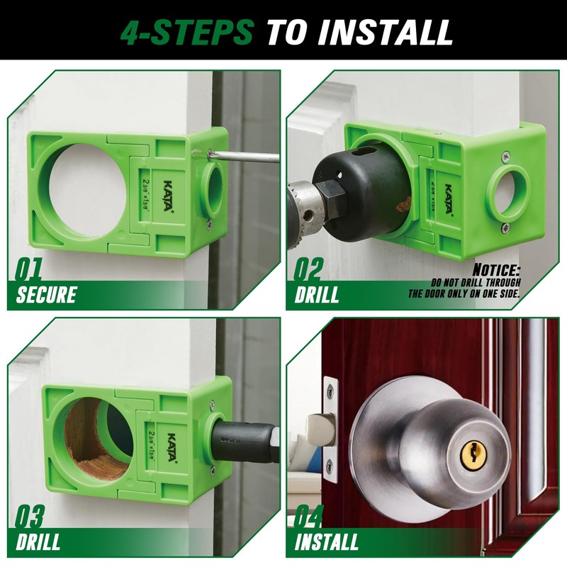KATA 1-3/8" - 1-3/4" Door Lock Installation Kit with Large