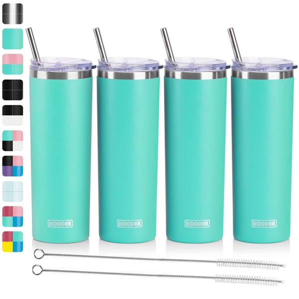 koodee 20 oz Stainless Steel Skinny Tumblers (4 Pack) Double