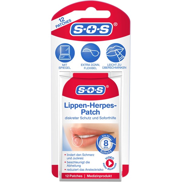 SOS Lip Herpes Patch | Cold Sore Bubbles | Discreet Herpes Plasters: Almost Invisible + Up to 8 Hours Protection | Burning & Itching Relieve 12 Patches