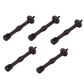 Rocky Mountain Goods Spring Door Stop 5 Pack – Venetian Bronze Finish Heavy Duty 3” Baseboard Mount – Flexible Steel Stopper with White Tip – Screws Included – Protects Walls & Doors