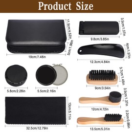 Ticeed 9 Pieces Shoe Care Leather Care Shoe Cleaning Set Shoe Brush Set with Brushes Leather Protection Shoe Shine Travel Set with Wooden Brushes Travel Shoe Brush Set for Smooth Leather (Black)